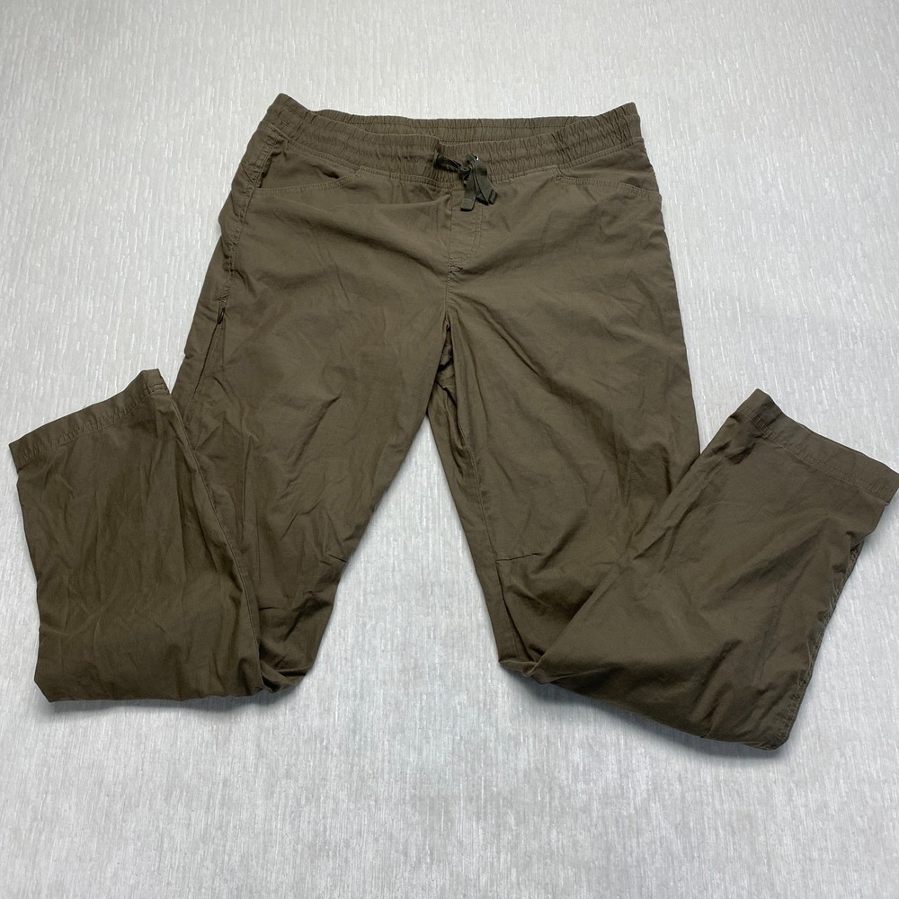 Eddie Bauer Women 12 Olive Green Cargo Hiking Outdoor Stretch Pants 30 Inseam